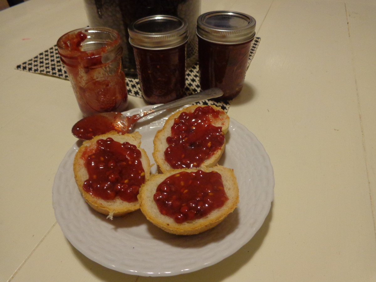 Autumn olive jam. (I would have pureed the berries first, to get rid of the seeds, myself.)