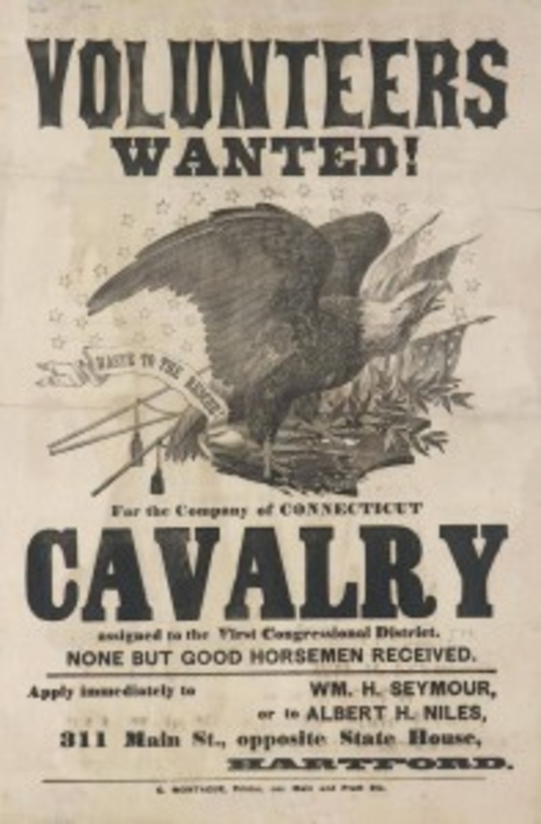 Recruiting poster seeking Cavalry Volunteers for a Connecticut unit