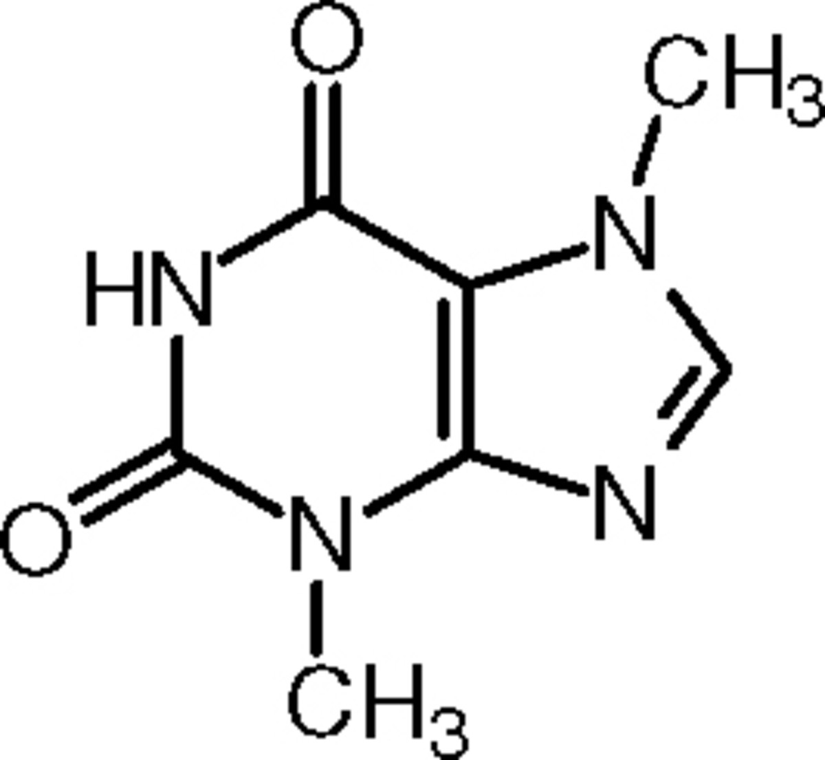 Molecular structure of theobromine.