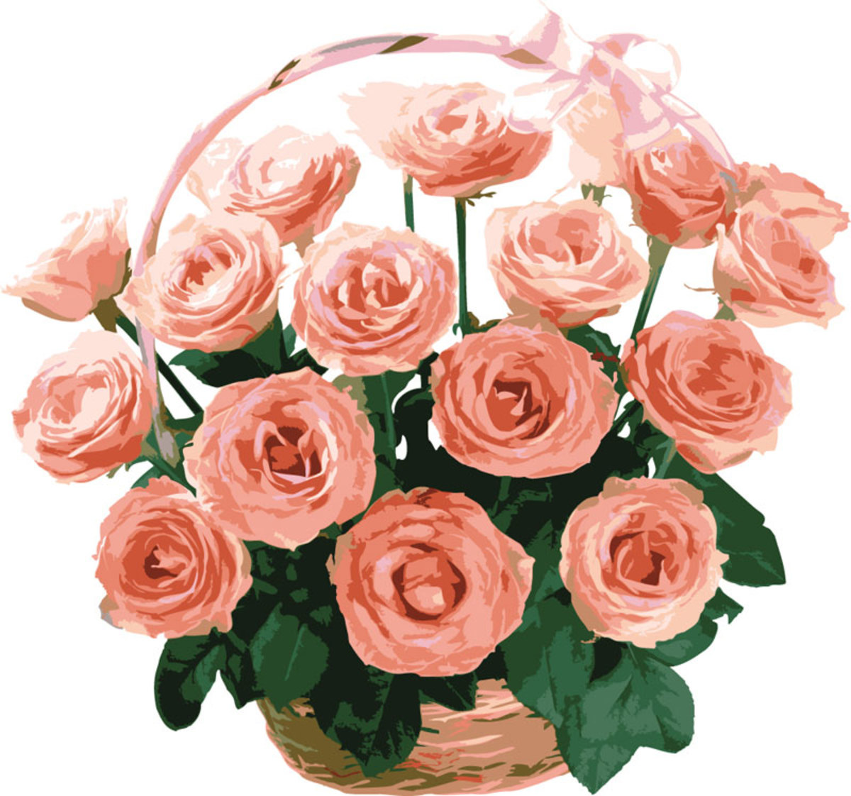 Basket of Pink Roses