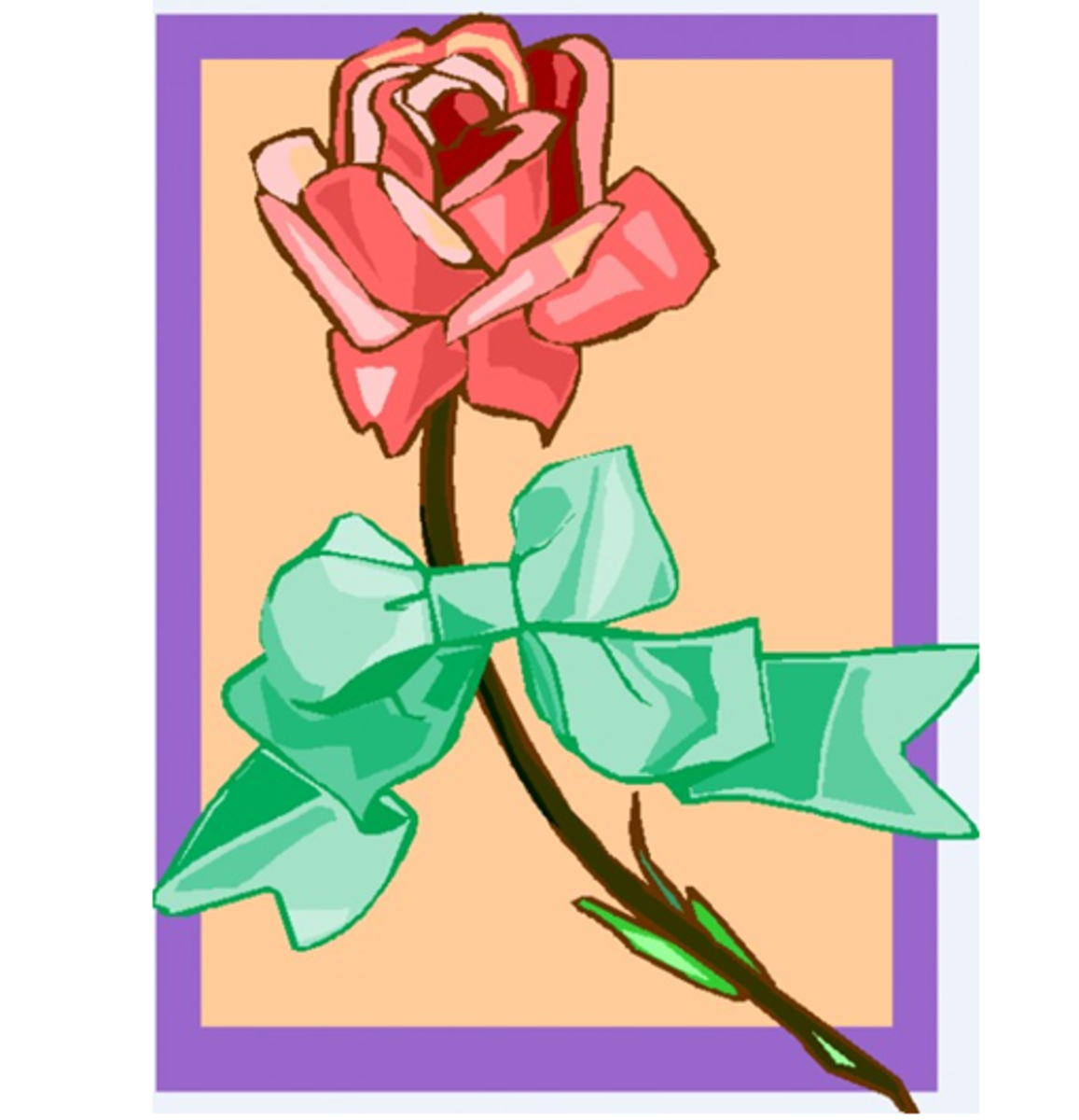 Pink Long Stem Rose with Green Ribbon