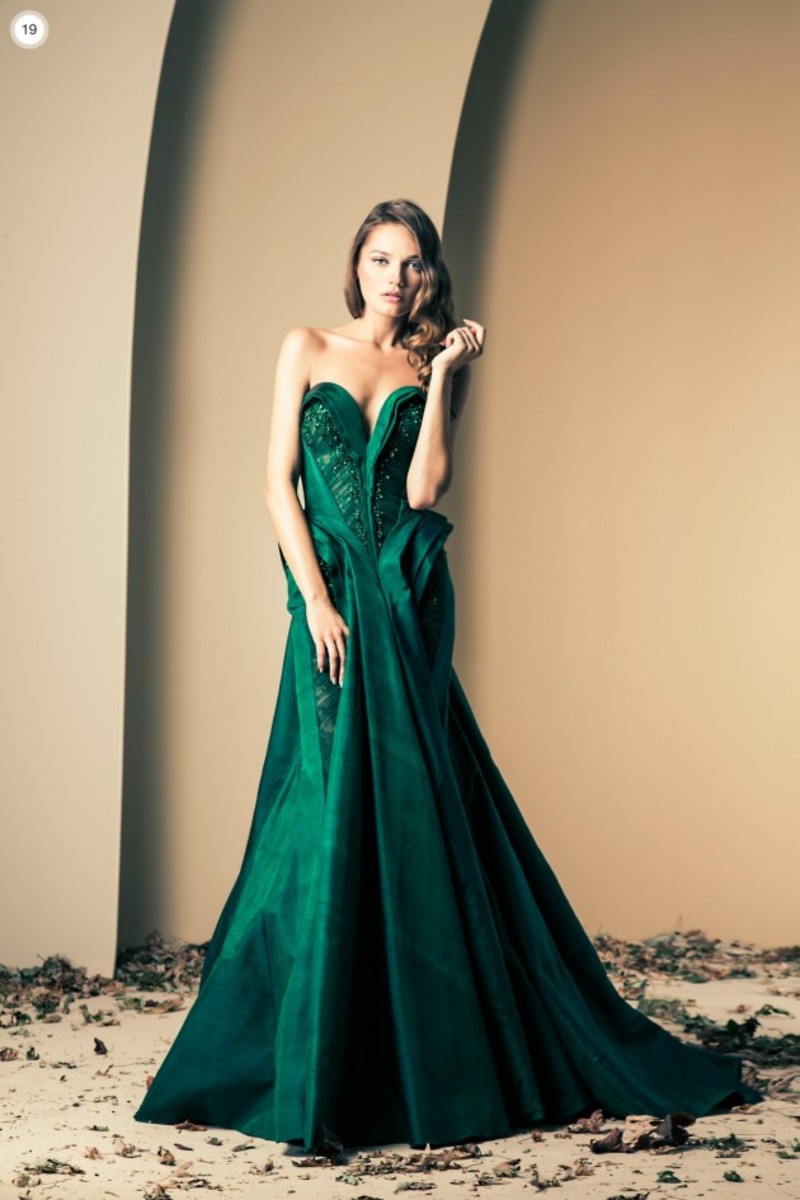 Ball gown in shimmery sea green silk. A beautiful creation by Lebanese haute couture designer Nakad.