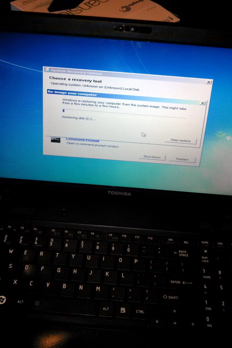 Use Windows Recovery Tool to restore Windows on a replacement laptop hard drive.