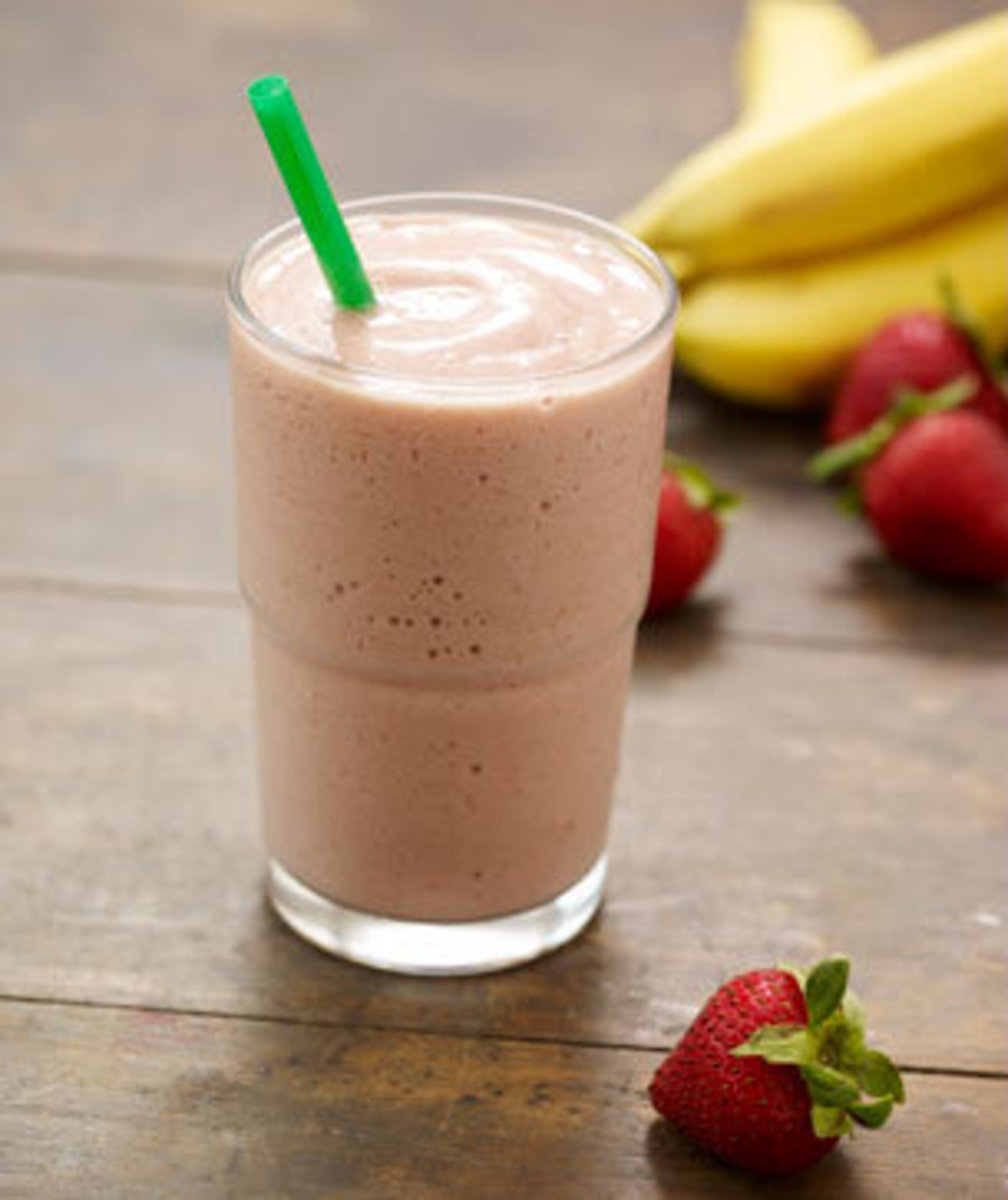 Although the Strawberry Smoothie has the most calories at 300, it also has the most fiber at 7g.
