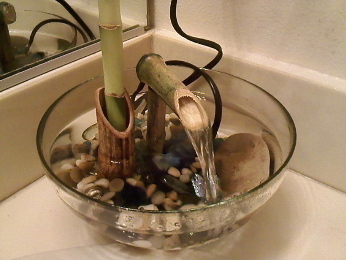 The finished indoor bamboo fountain for less bucks.