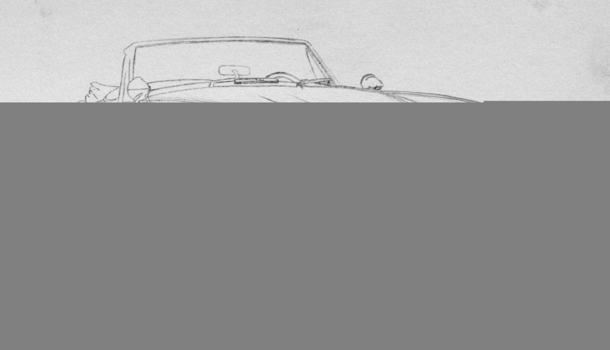 How to draw cars easy, Austin Healey tracing in pencil. 