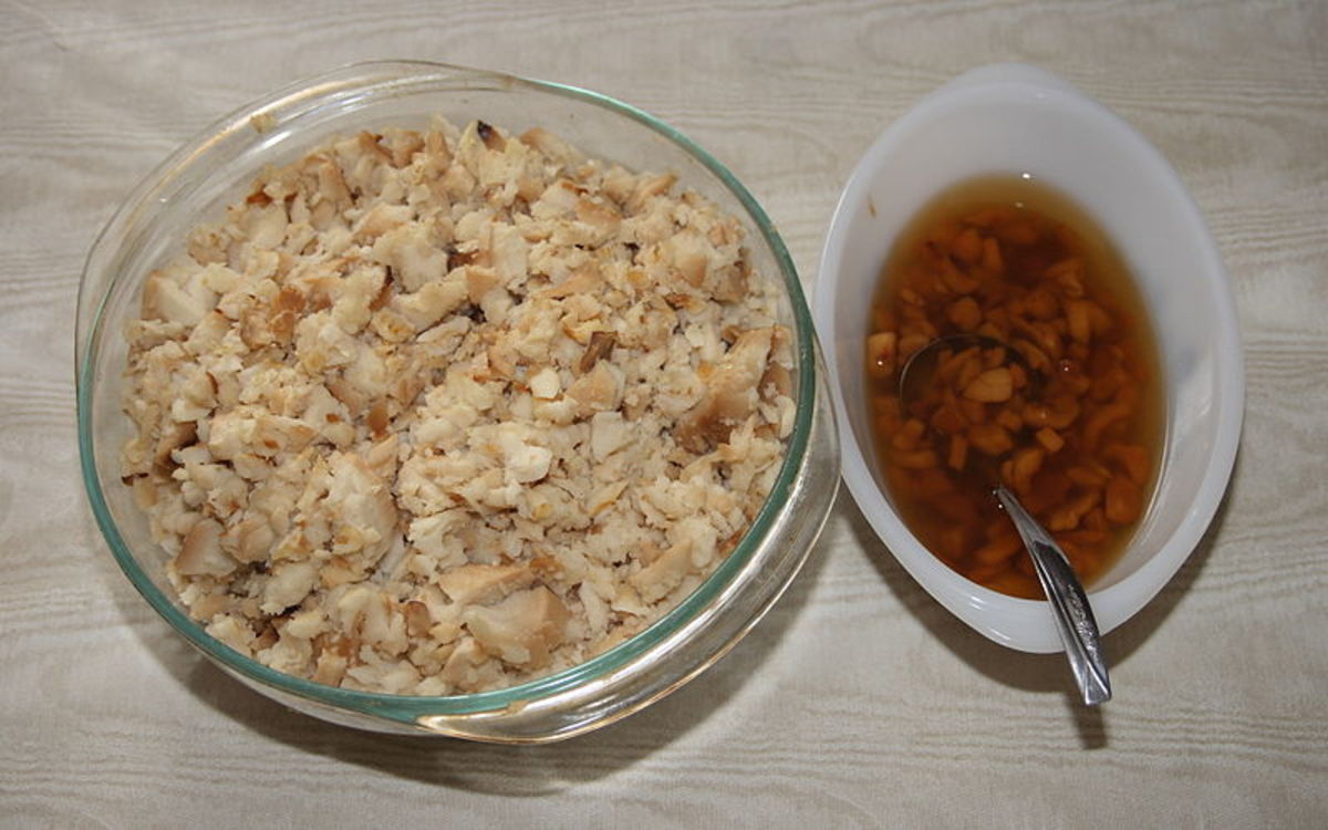 Fish and brewis with scrunchions on the side