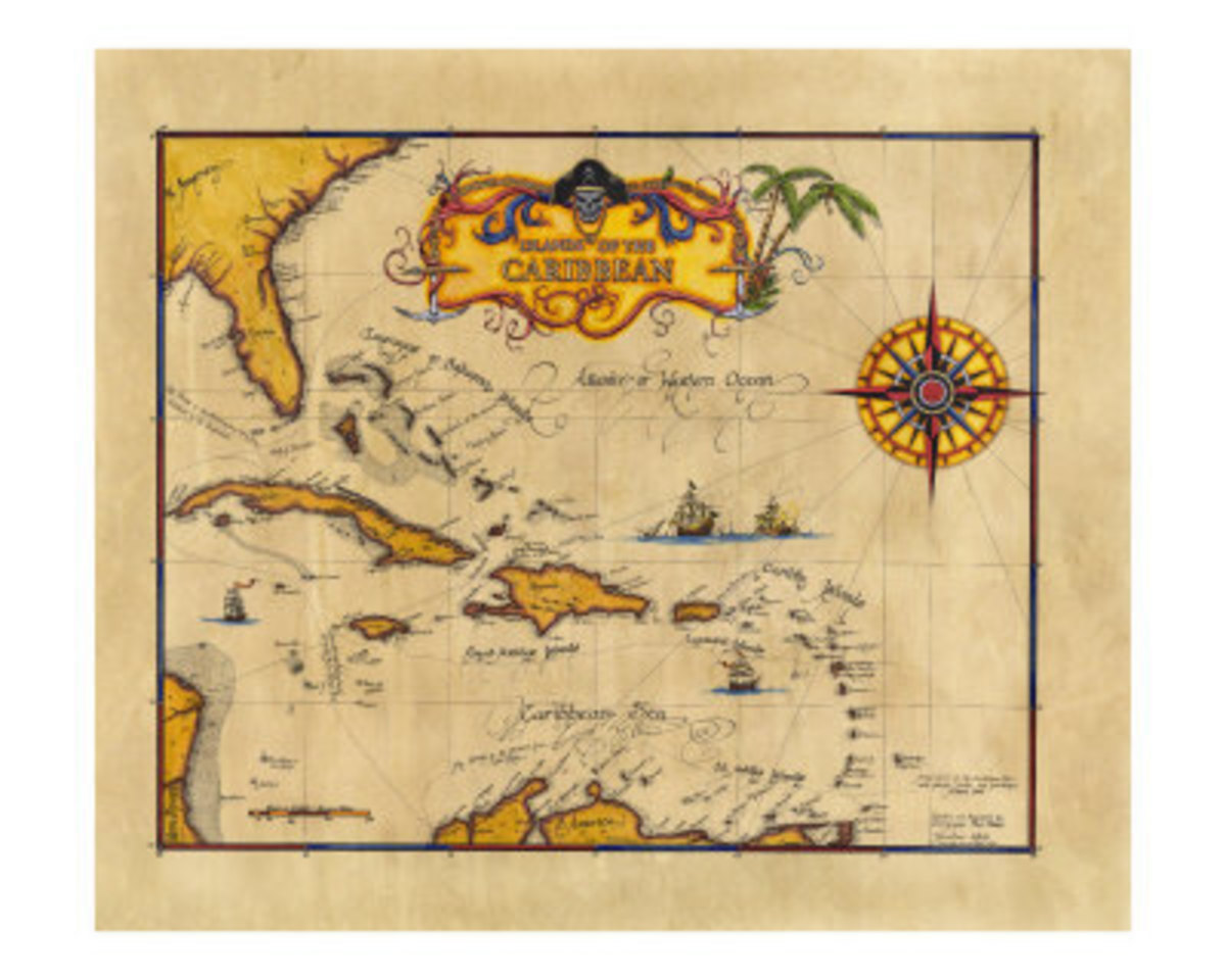1655 Caribbean Pirate Map
