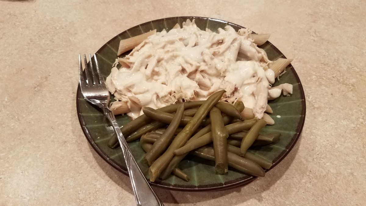 We like to precook our chicken, shred it, and store it in the freezer for quick meals, so that's what I used last night. (See instructions for cooking chicken.)