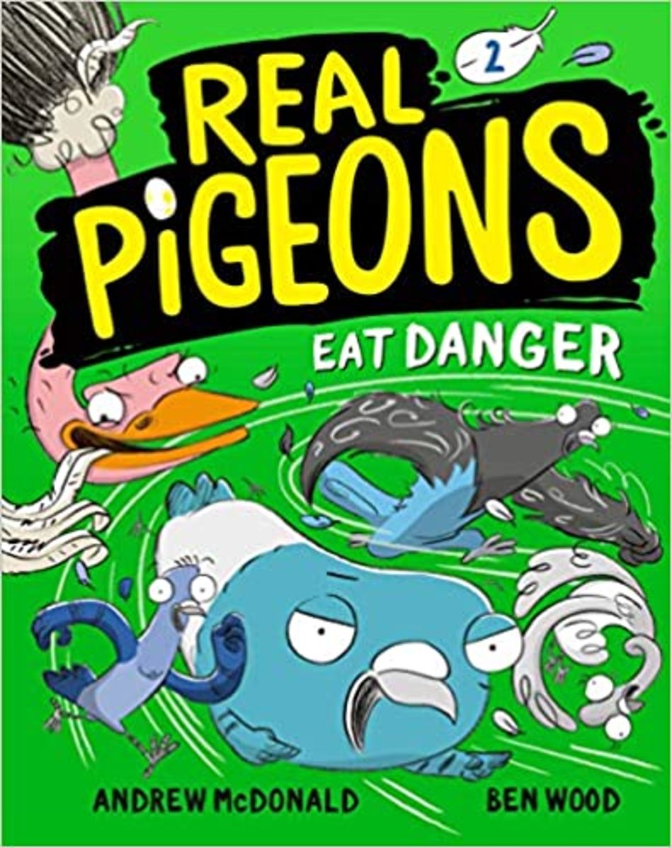 Real Pigeons Eat Danger by Andrew McDonald features illustrations on every page, humorous action and derring-do, and a fast patter of jokes.
