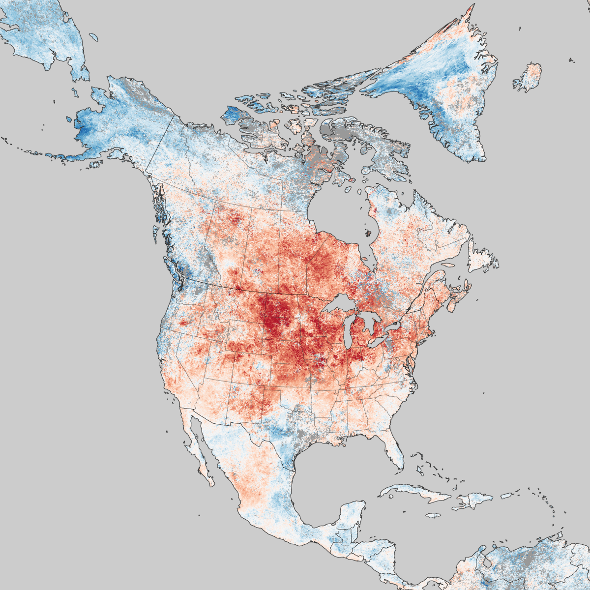 March 2012 heatwave.  Image courtesy NASA Earth Observatory & Wikimedia Commons.
