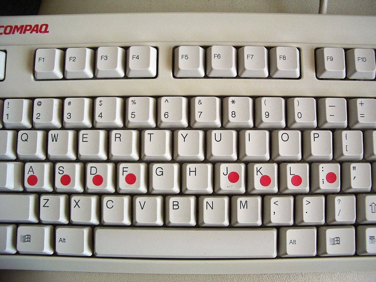 Red markers on the Home Keys