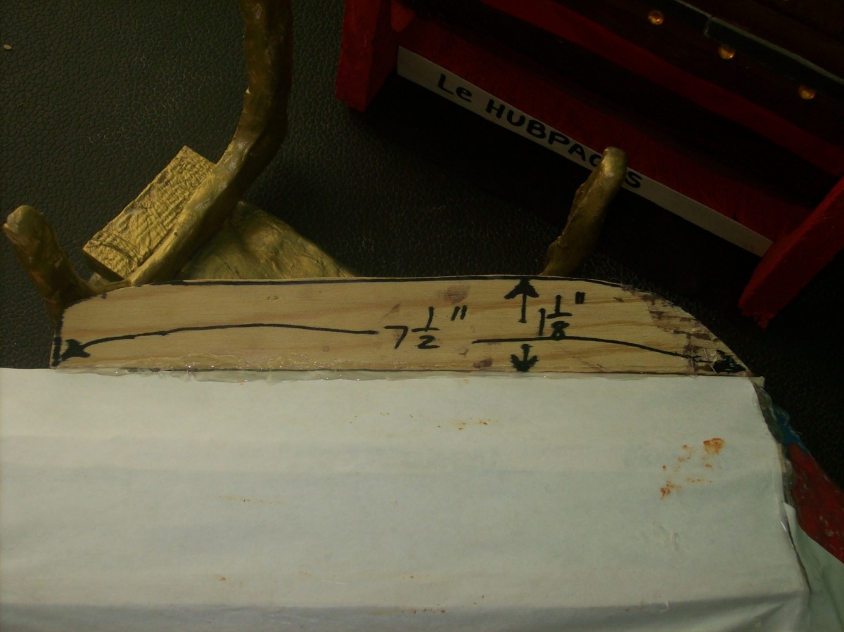 Dimensions of the keel and the papered hull.