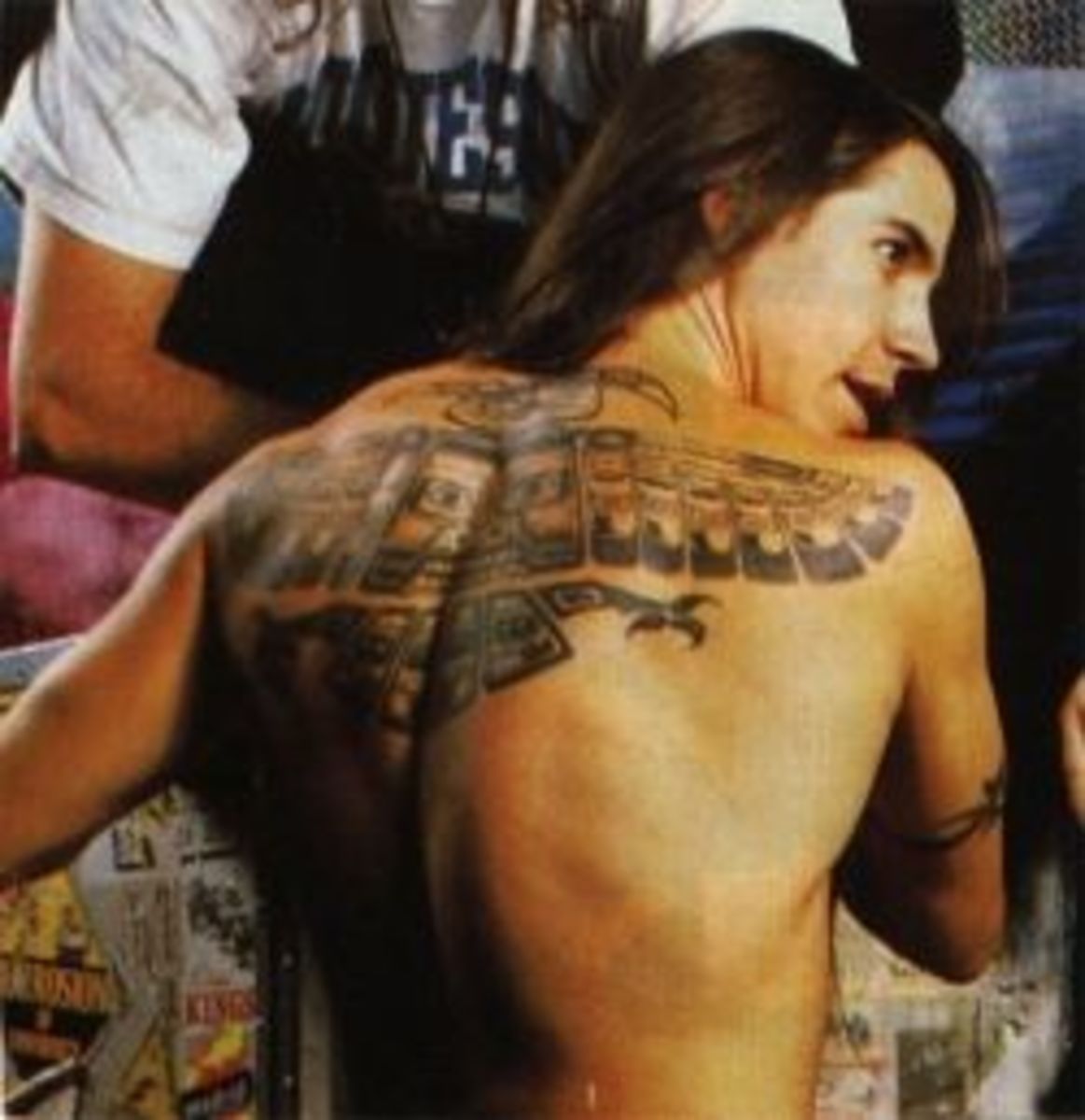 Haida-style tattoo by Hanky Panky, worn by RHCP singer Anthony Kiedis