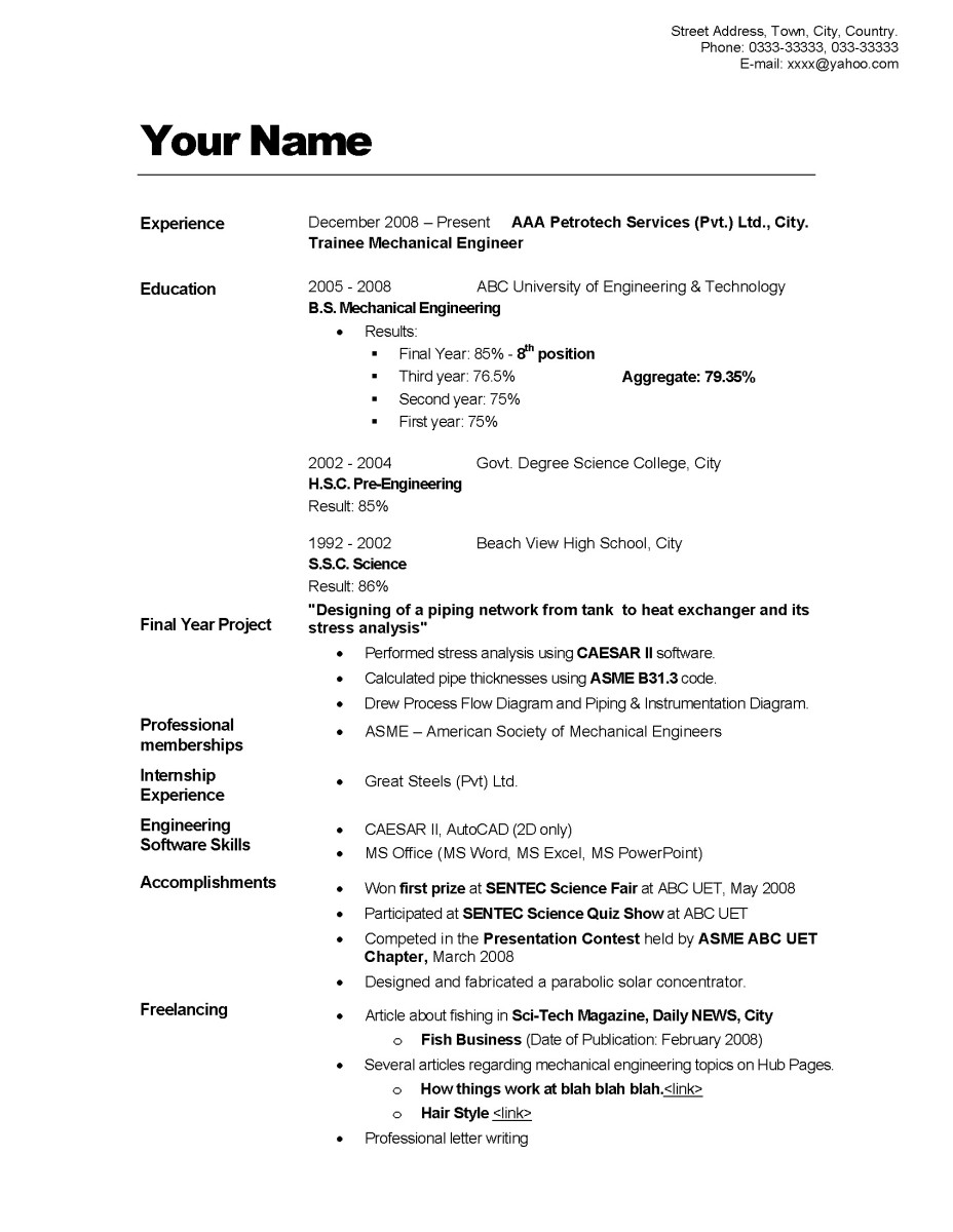 CV / Resume Sample 1