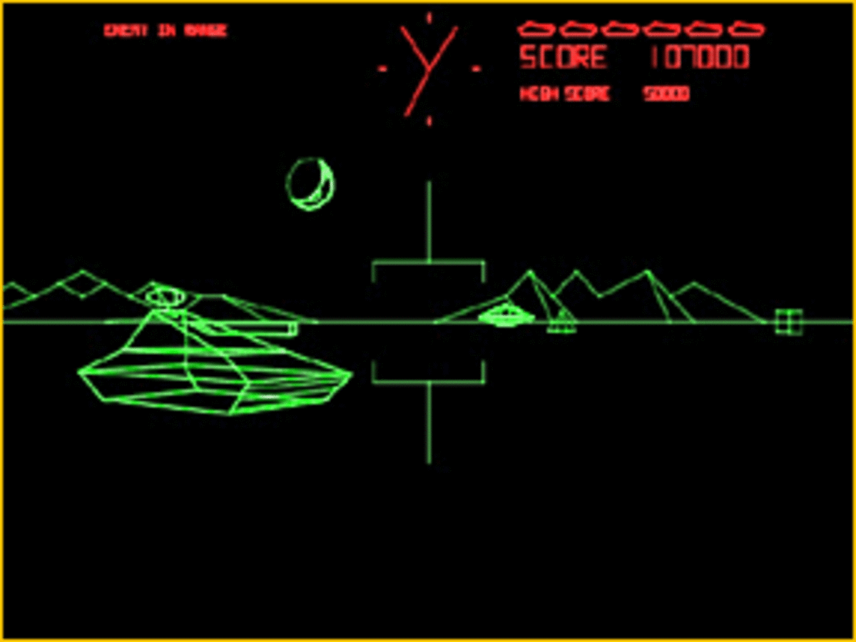 Note the tank and saucer in Battlezone by Atari