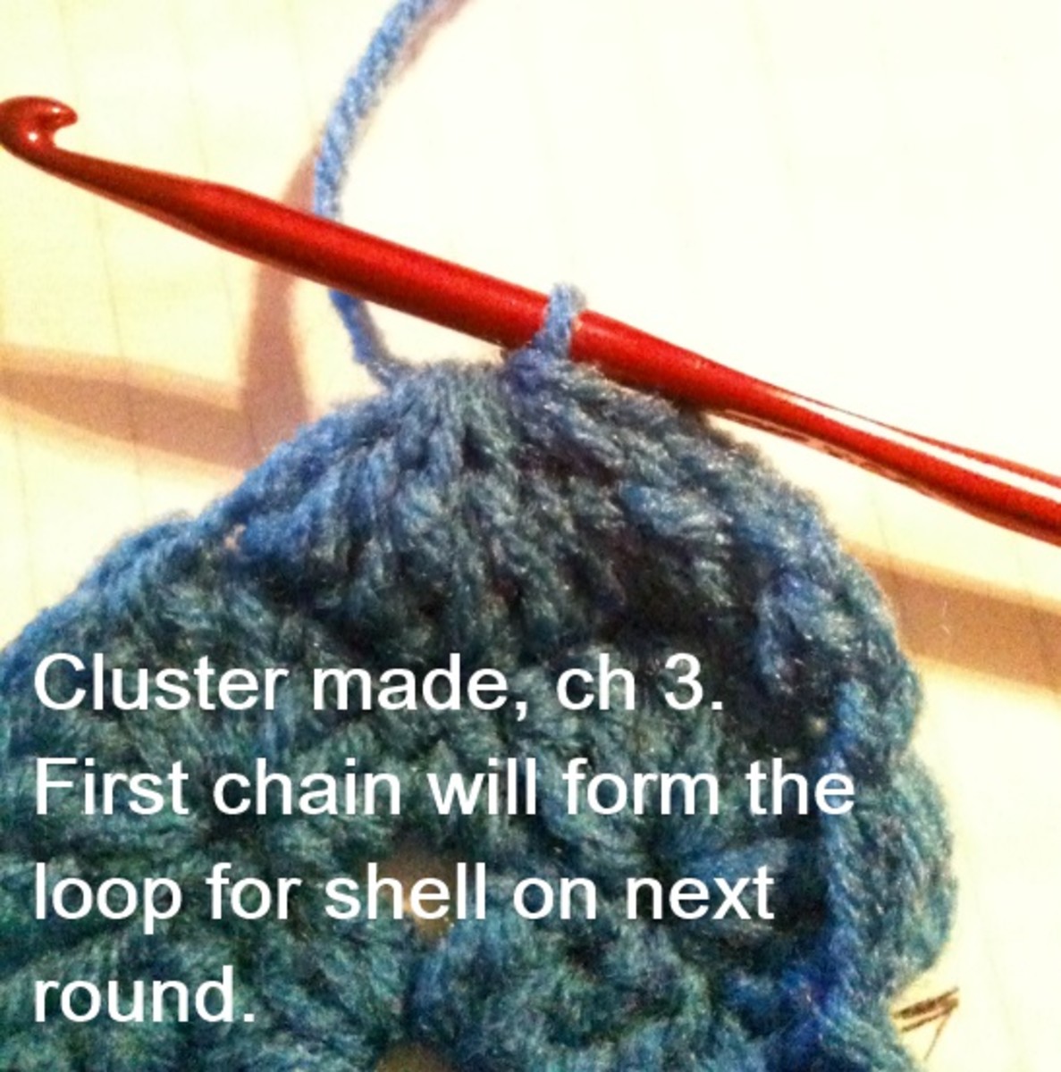 to form the cluster. The next ch will be the closing loop as talked about in the pattern.