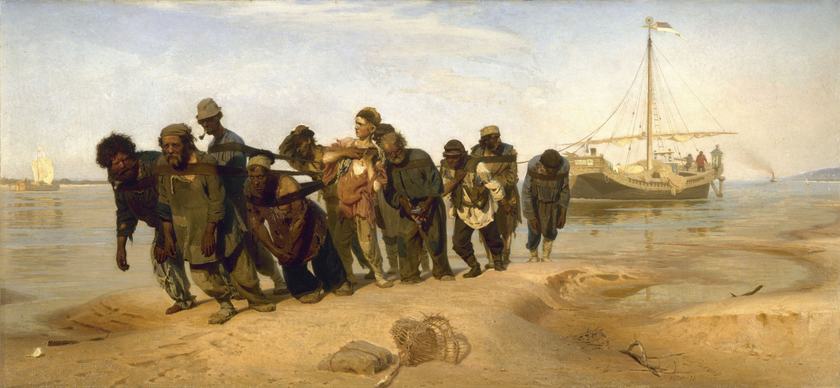 Boat Haulers on the Volga, a painting showing the dignity and suffering of the Russian people 