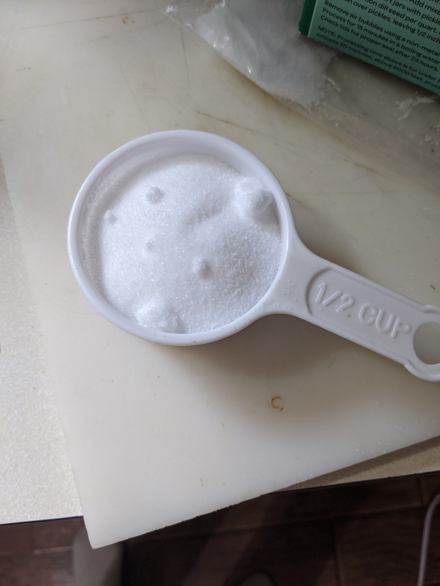 1 cup salt. The picture shows a 1/2 cup measure, but I used 2 of them to make one cup.