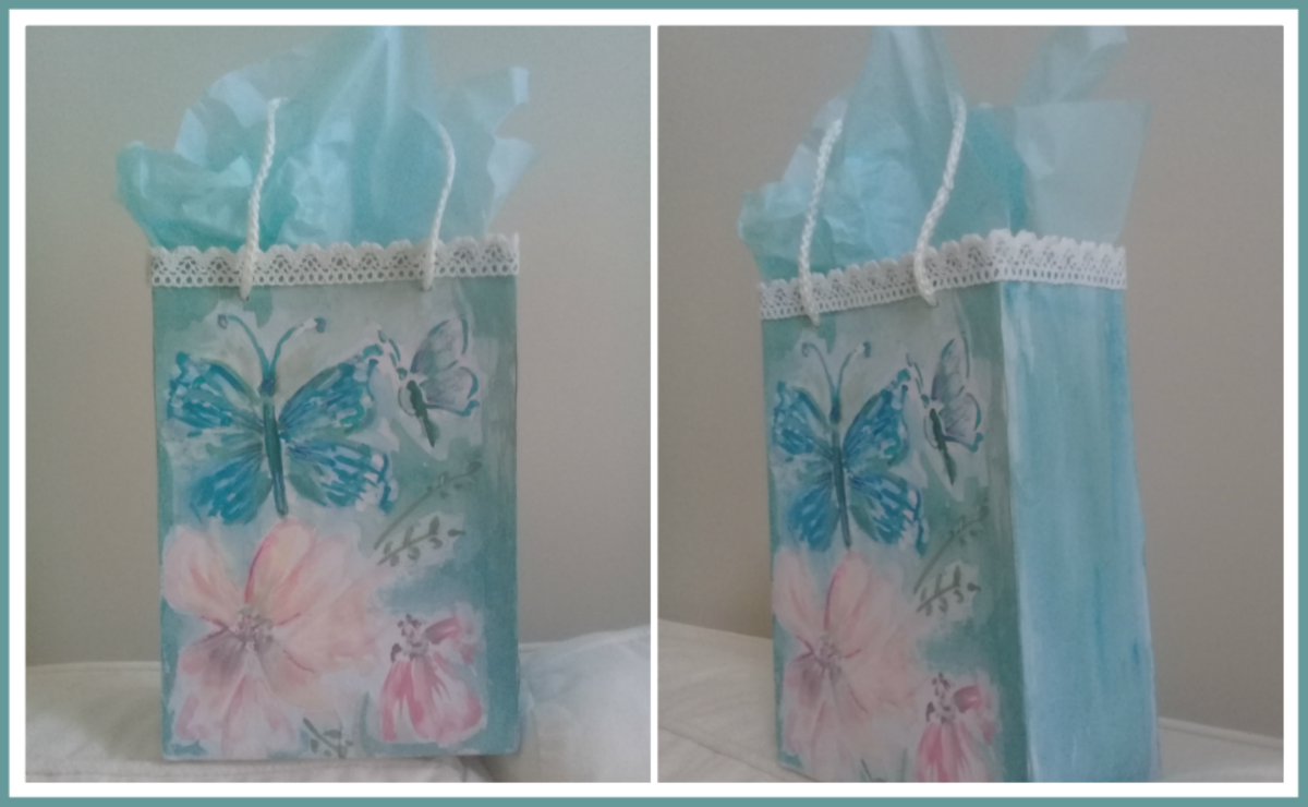How to Make a Watercolour Gift Bag From a Recycled Cookie Box