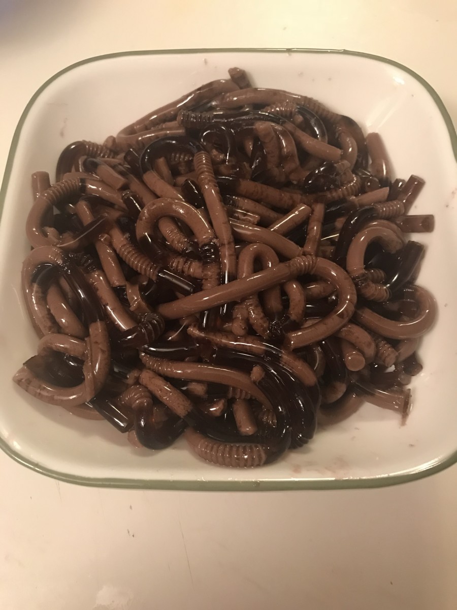 Jello shot worms - look just like the real thing!