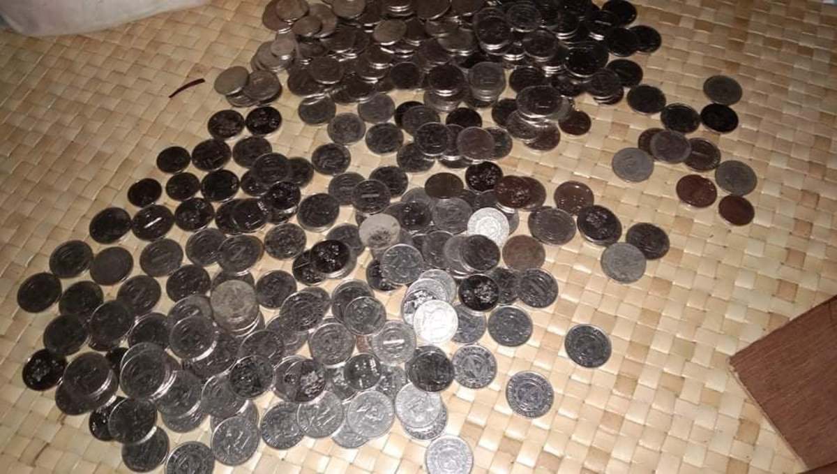 Coins taken out of the coin bank, ready to buy some toys.