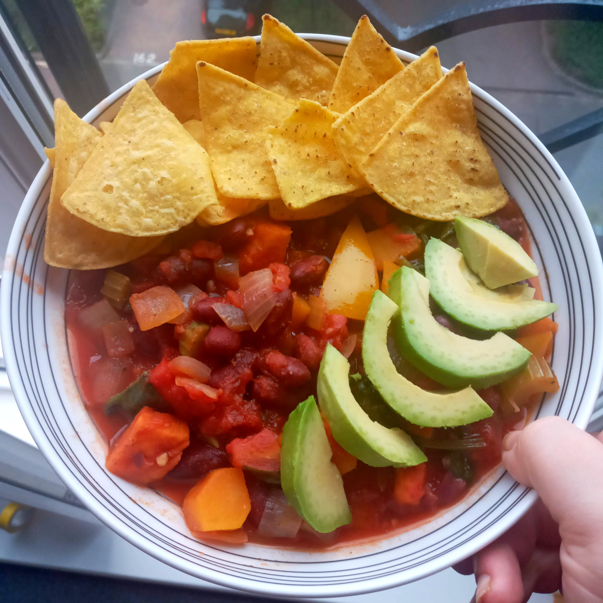 A homemade chilli packed full of beans and vegetables
