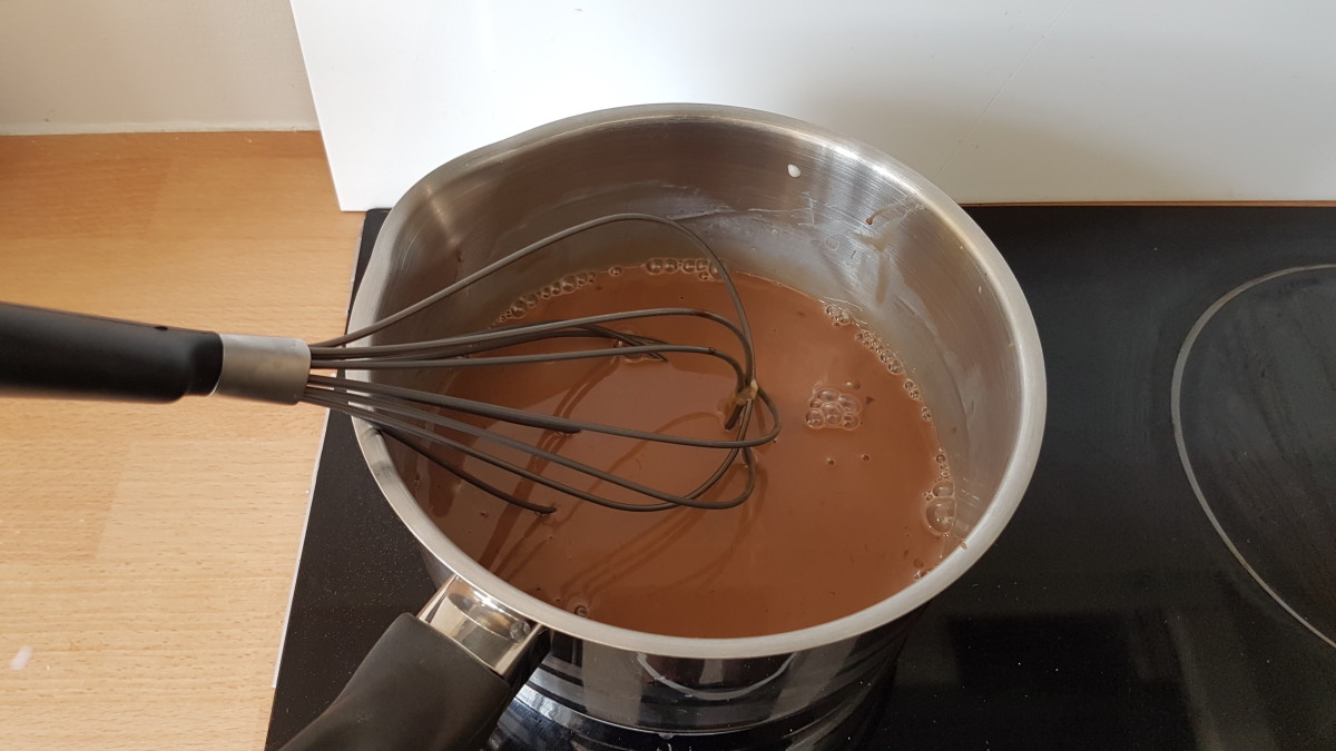 After whisking together the first ingredients you should get a nice brown mixture in your pot.