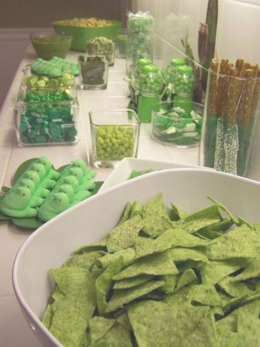 Green Candy and Snack Table