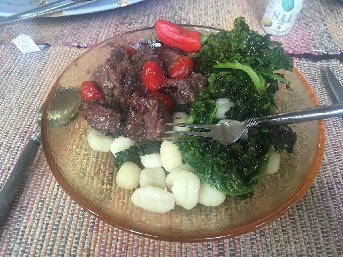 Marinated grilled beef served with vegetables
