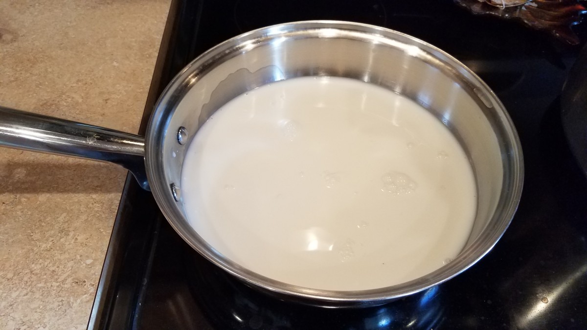 While they are cooking, get your milk heating on the stove over medium heat.