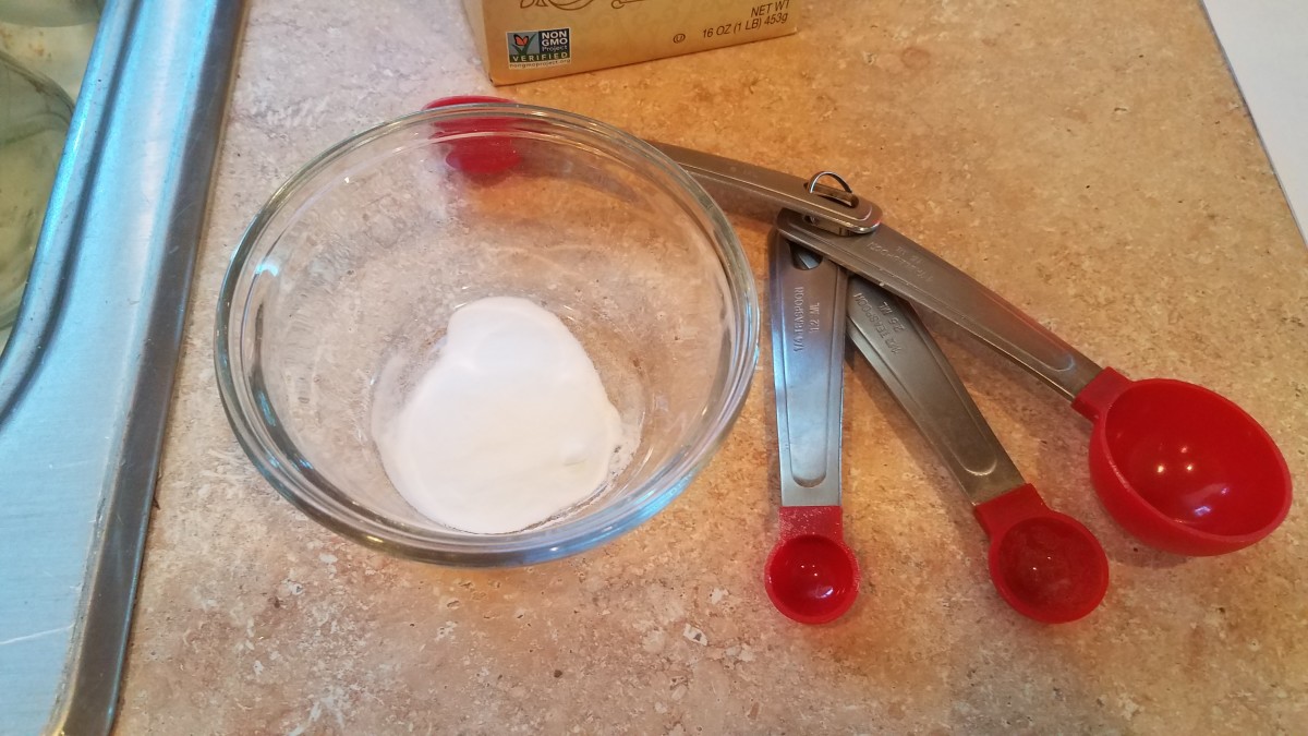 Next, dissolve your baking soda into your hot water. 