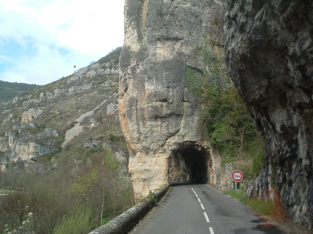 One of many tunnels through overhanging rock