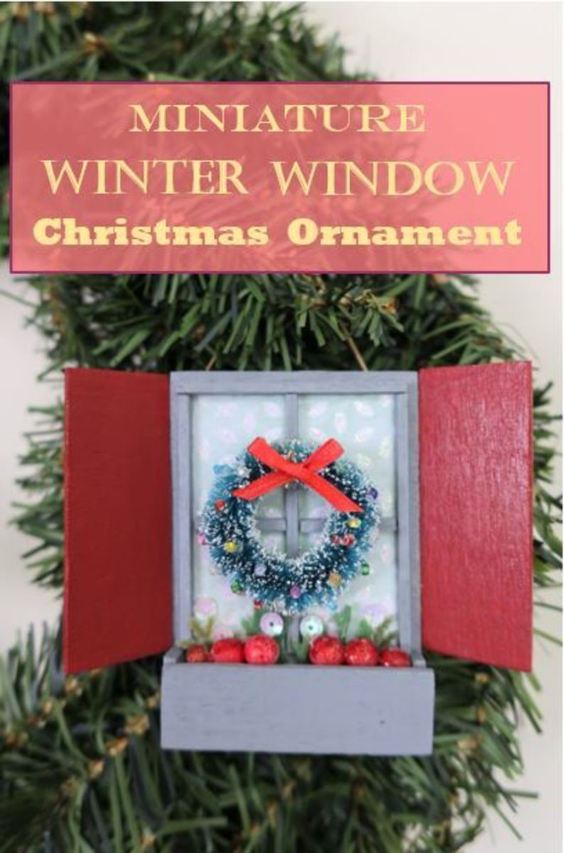 Learn how to make a miniature winter window Christmas tree ornament.