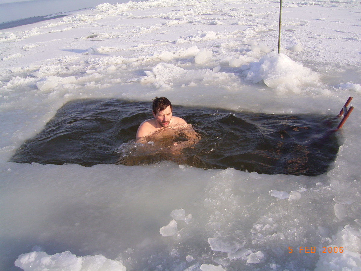 Butt-Naked Ice Swimming