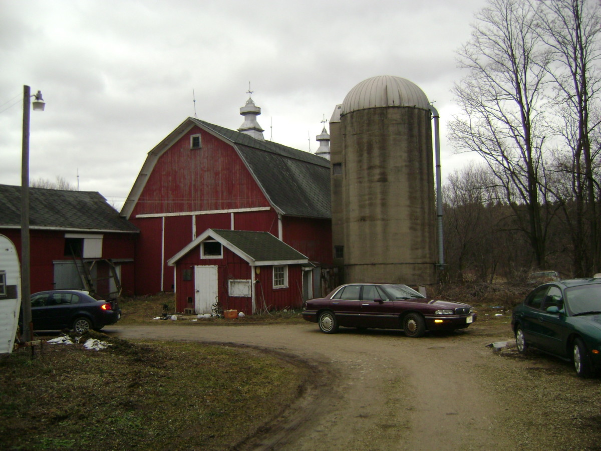 Our farm's barn, silo, and milkhouse.  Picture taken in 2010.