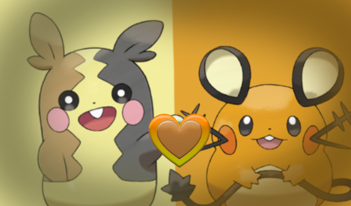 Morpeko is on the left, and Dedenne is on the right. They just need Pikachu in the picture to be Three Cute Mice!