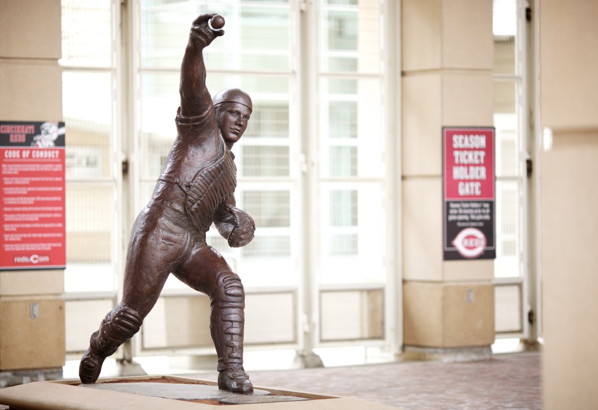 Reds catcher Johnny Bench was a power threat for the Big Red Machine and is permanently enshrined with a statue at Great American Ballpark in Cincinnati.