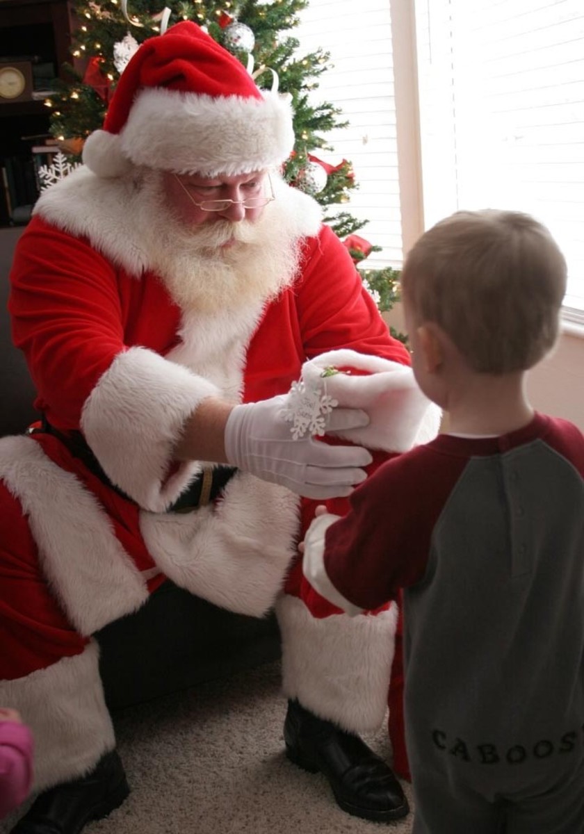 Santa giving a gift