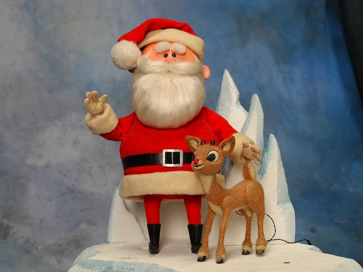 The restored original stop-motion puppets of Santa and Rudolph used in the 1964 Rankin/Bass holiday special Rudolph the Red-Nosed Reindeer.