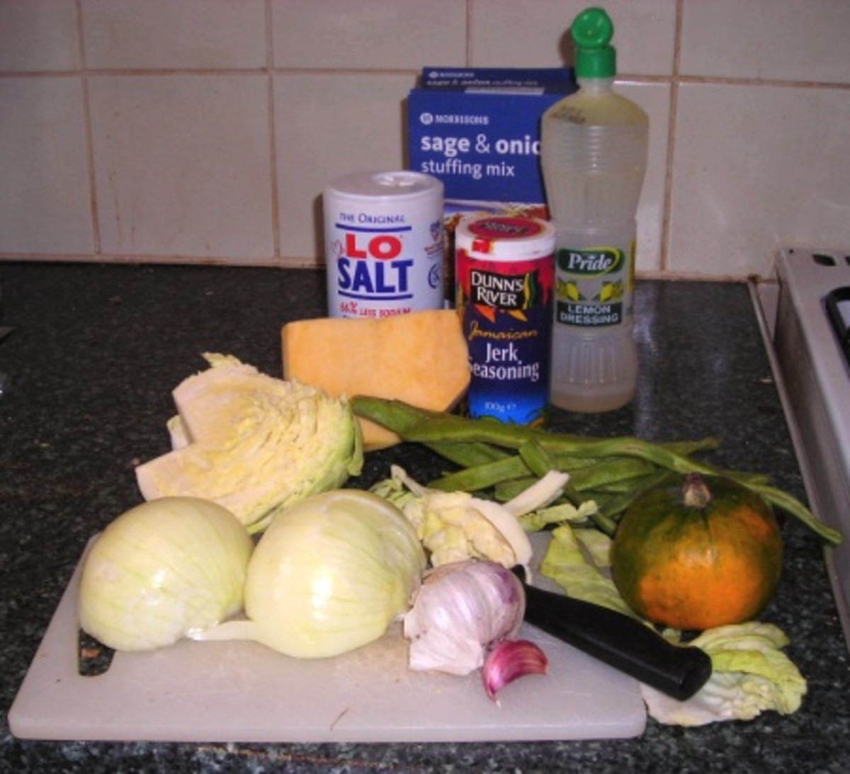 Ingredients for roast turkey or chicken dinner
