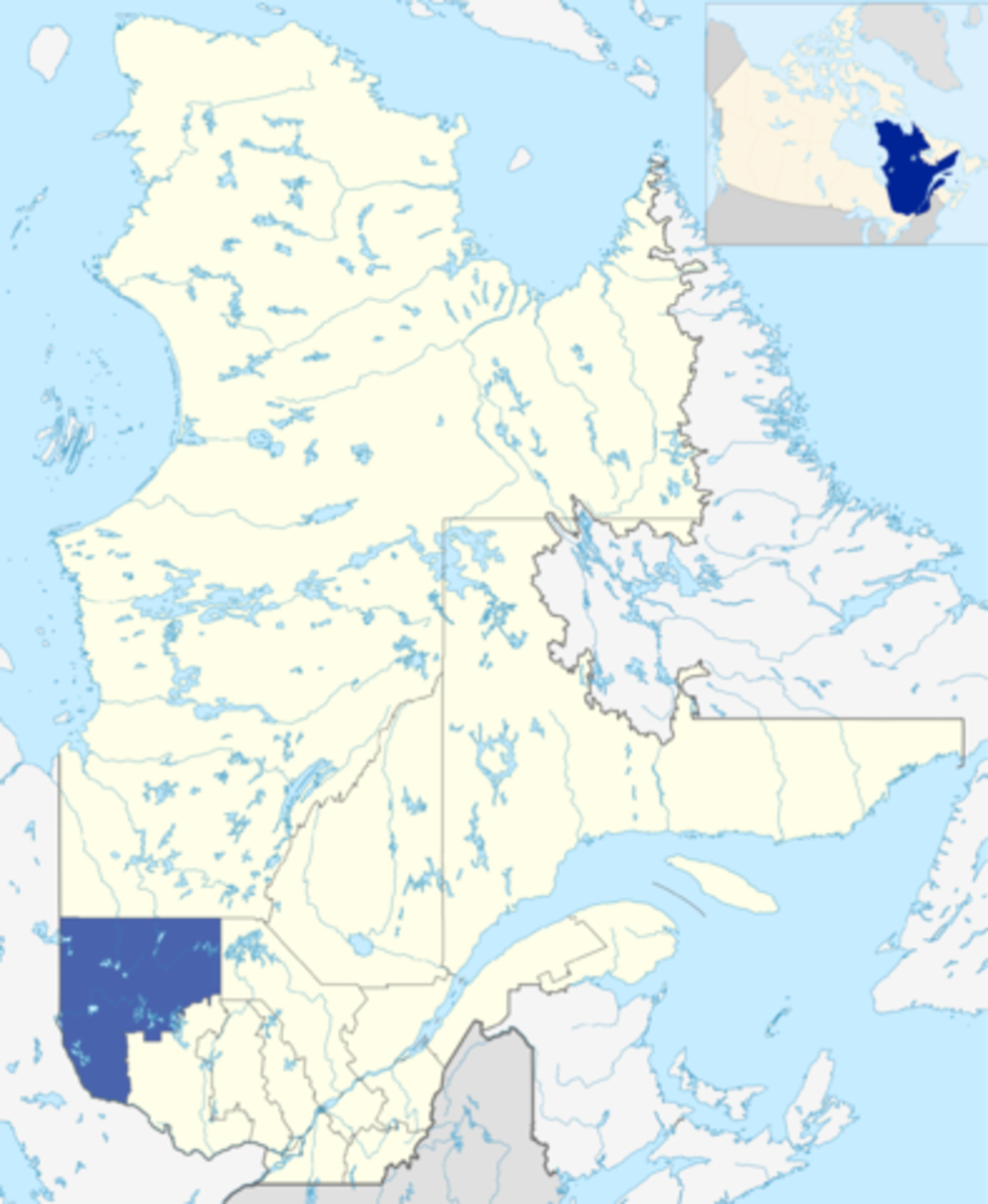 Map location for Abitibi-Témiscamingue (Quebec - Canada).