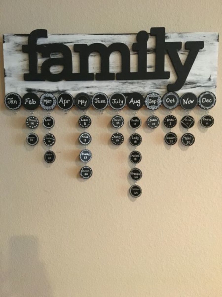 "Family" Sign With Bottle Caps