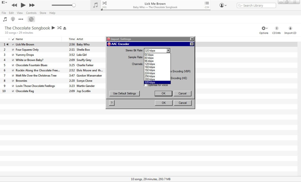 Pick the sample and bitrates. 320 kbps gives CD quality sound, but produces the largest files on disk.