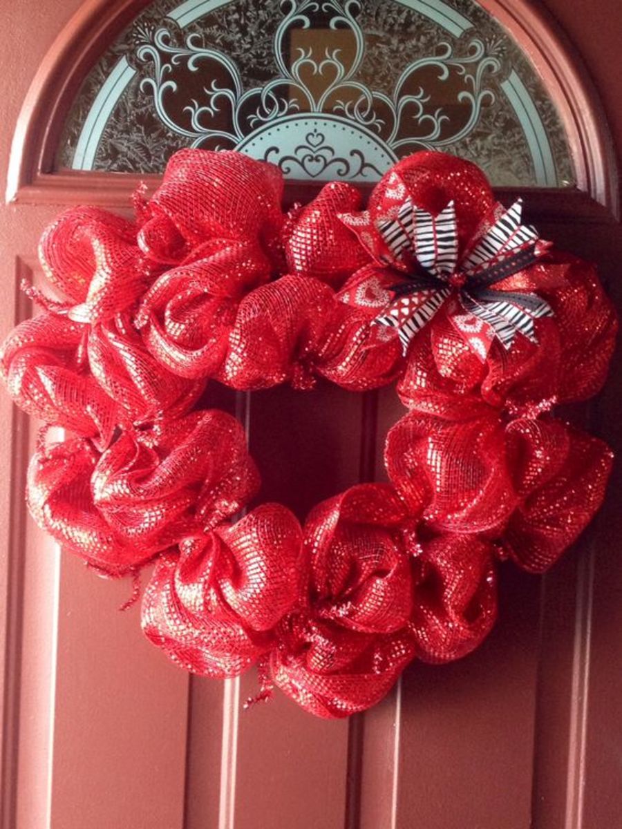 Heart-Shaped Mesh Wreath