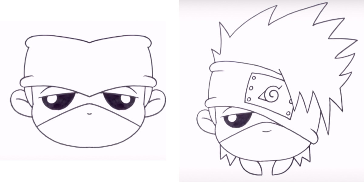 Draw the complete picture including the hidden elements (Kakashi Hatake from Naruto)