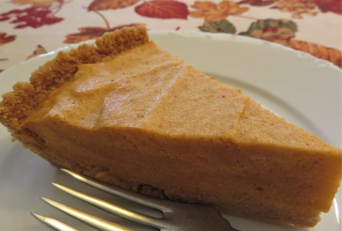 Slice of pumpkin ice box pie
