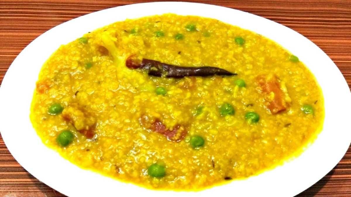 Winter special vegetable khichuri (Yellow rice with lentil) 