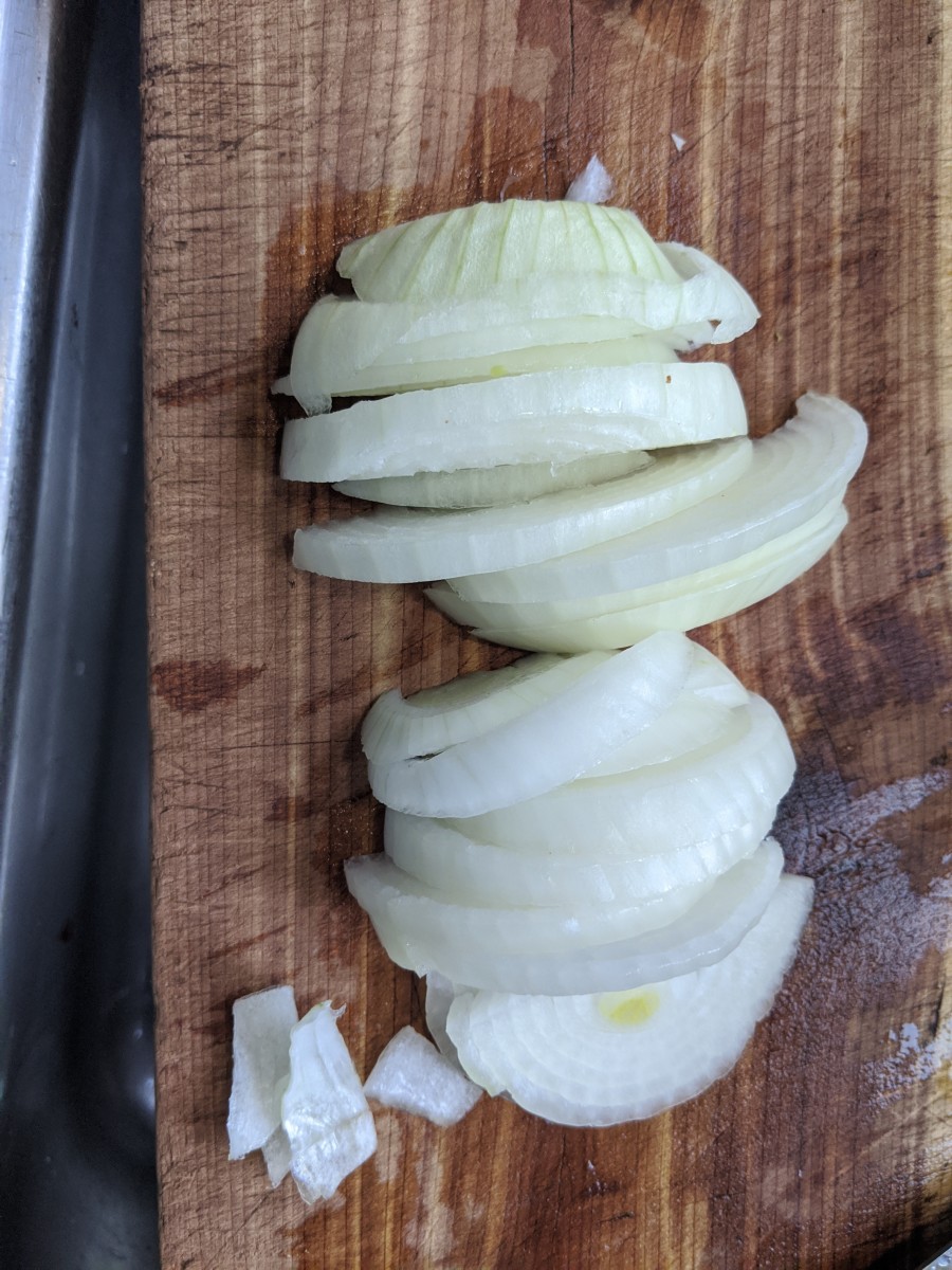 onion, chop to make it easier to puree