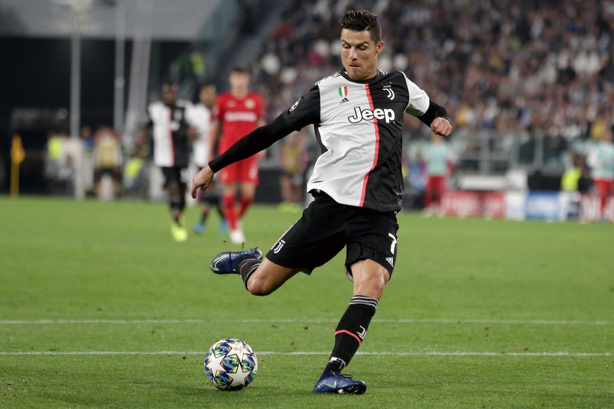 Cristiano Ronaldo in action against Bayer Leverkusen in the 2019/20 UEFA Champions League group stages. 